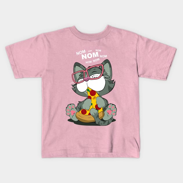 Pizza Cat! Pink Kids T-Shirt by CuddleswithCatsArt